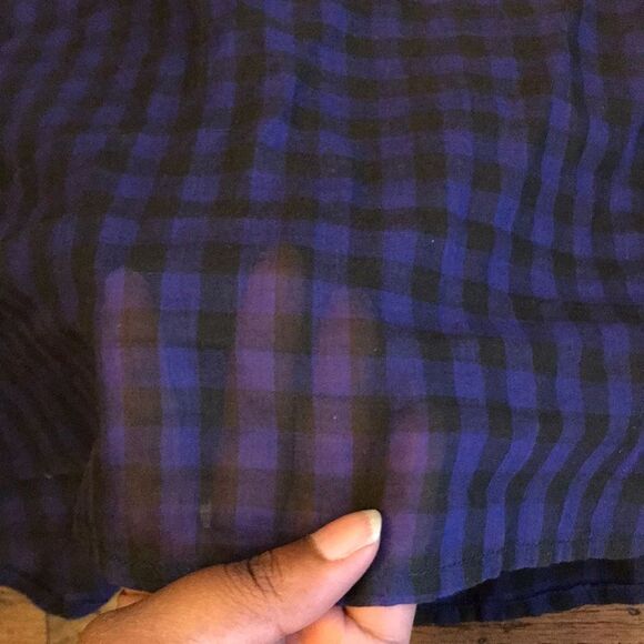 BCBGeneration Plaid Button blouse Blue/Black SZ S - Picture 5 of 6